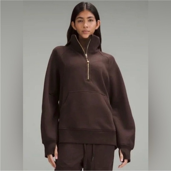 lululemon athletica Scuba Espresso Dark Brown Half-Zip funnel neck - Picture 1 of 1